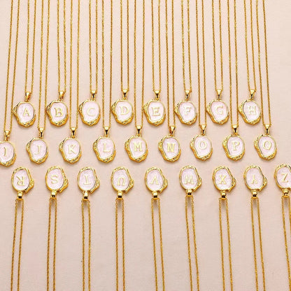 Organic Frame Initial Necklace