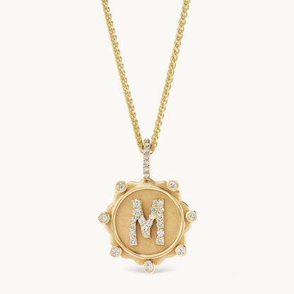 Crystal Initial Coin Necklace