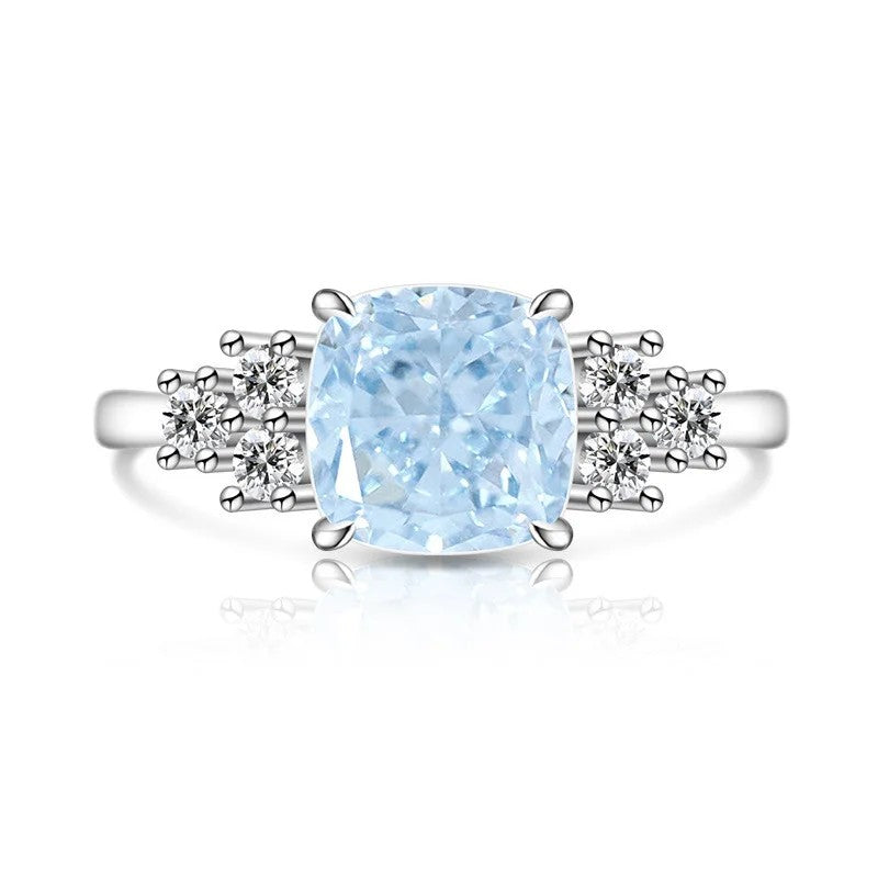 Green Cushion Zircon Statement Ring