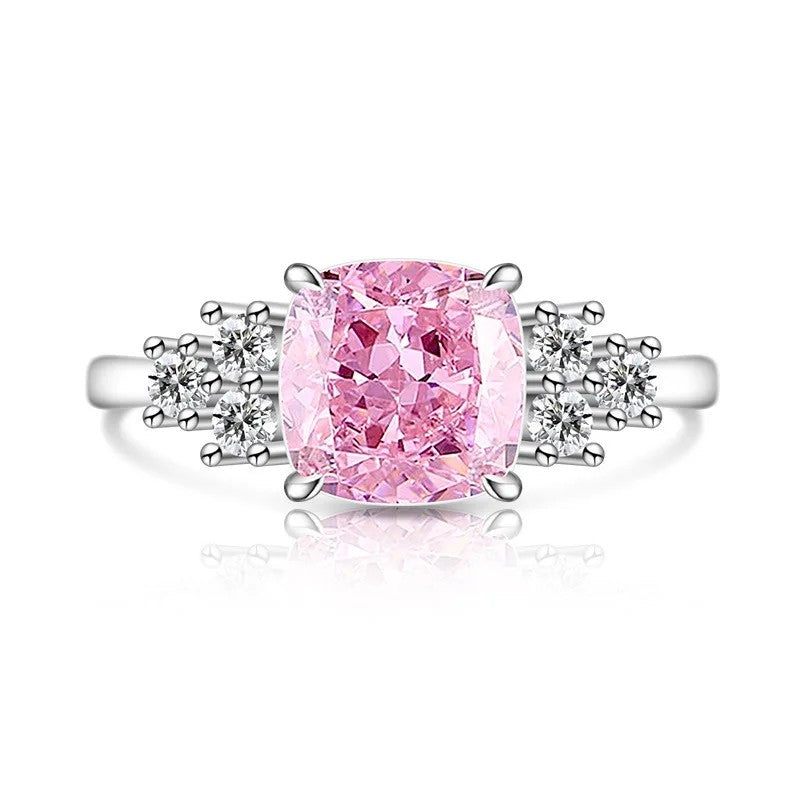 Green Cushion Zircon Statement Ring