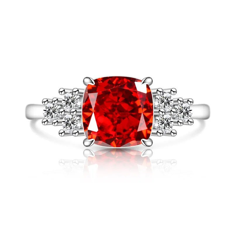 Green Cushion Zircon Statement Ring