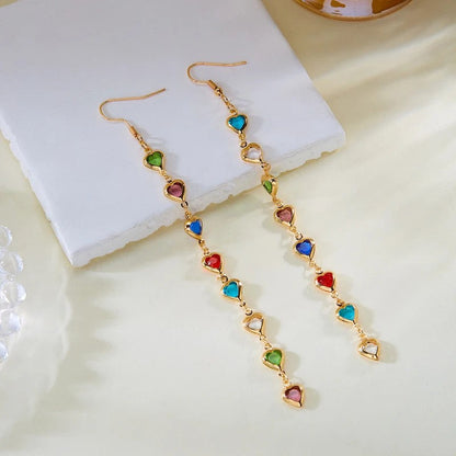 Multicolor Heart Drop Earrings