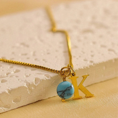 Turquoise Initial Necklace