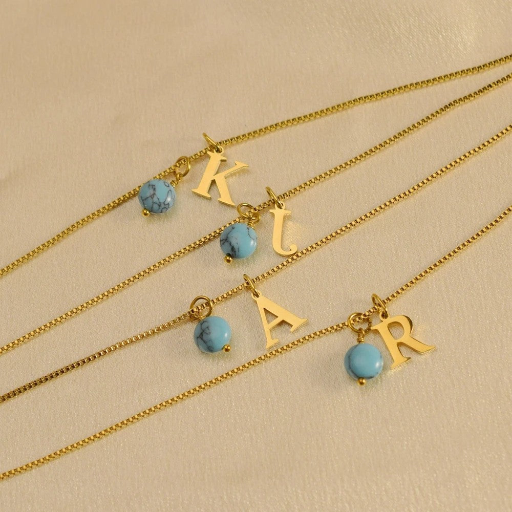 Turquoise Initial Necklace