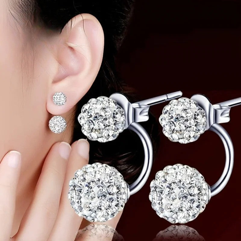 Double Crystal Ball Earrings