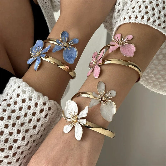 Enamel Flower Cuff Bracelet