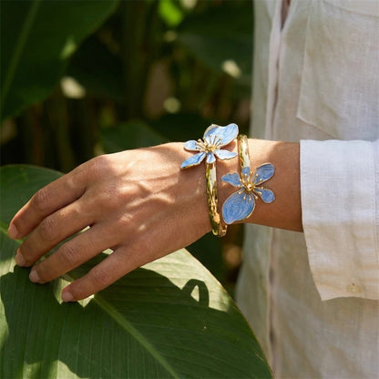 Enamel Flower Cuff Bracelet