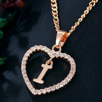 Crystal Initial Heart Necklace
