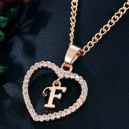 Crystal Initial Heart Necklace