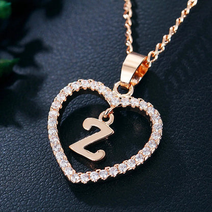 Crystal Initial Heart Necklace
