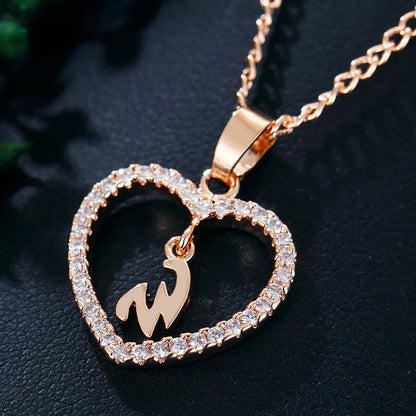 Crystal Initial Heart Necklace