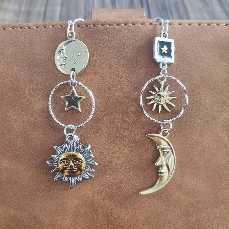 Celestial Sun Moon Dangle Earrings