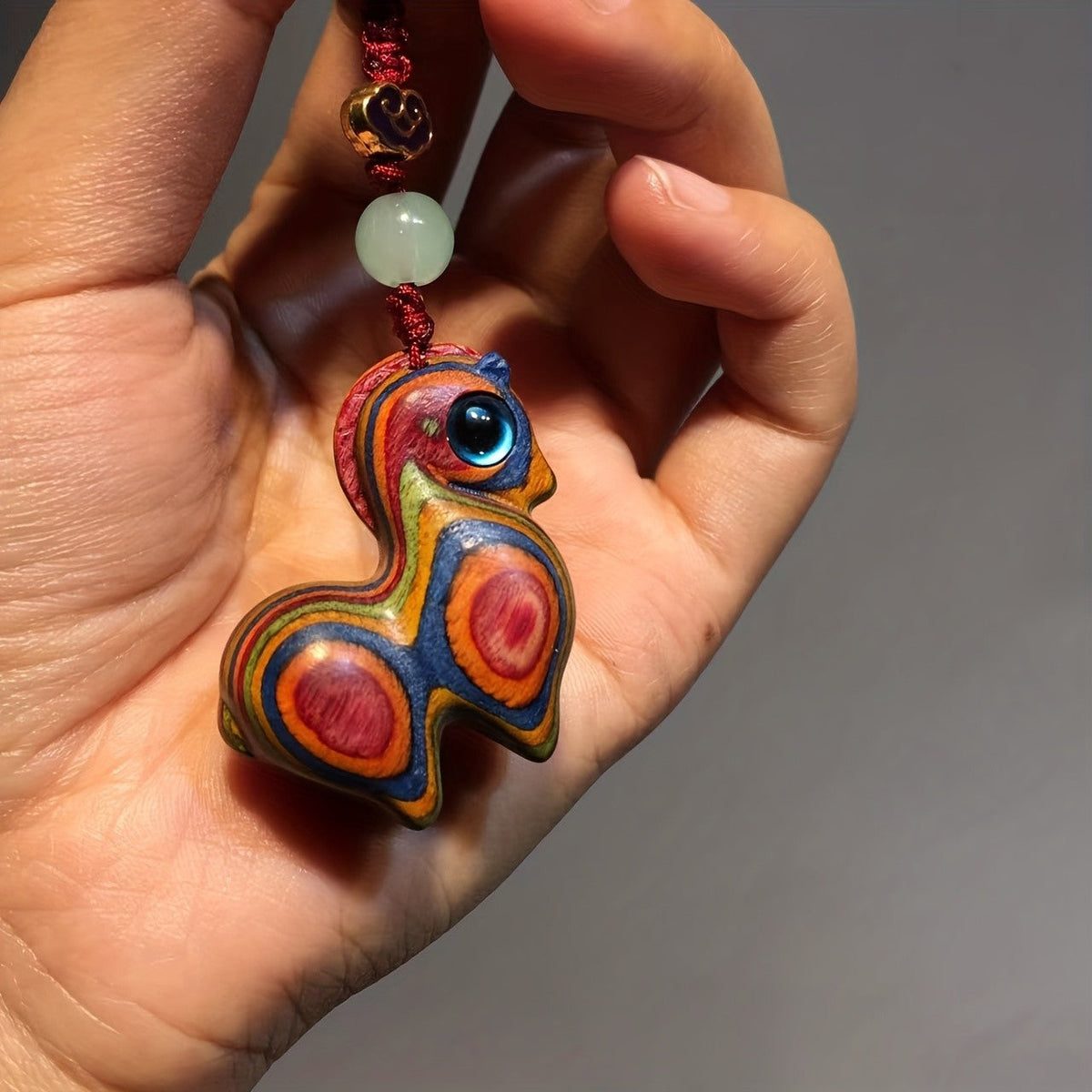 Colorful Wooden Horse Keychain