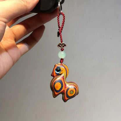 Colorful Wooden Horse Keychain