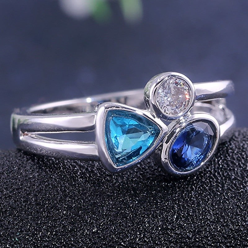 Blue & Teal Gemstone Cluster Ring