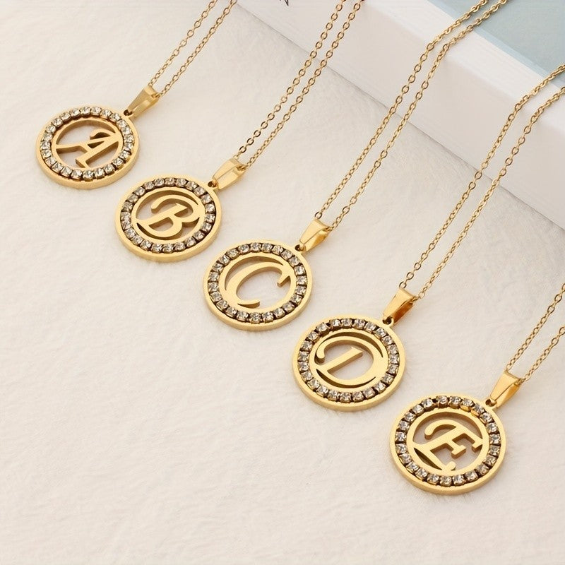 Crystal Initial Ring Necklace