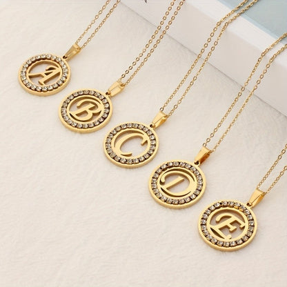 Crystal Initial Ring Necklace