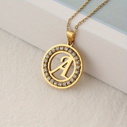 Crystal Initial Ring Necklace