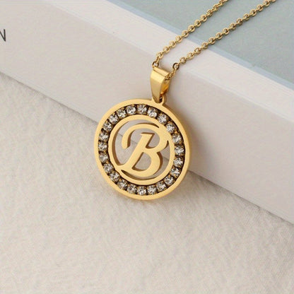 Crystal Initial Ring Necklace