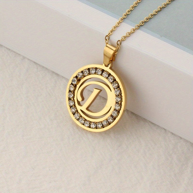 Crystal Initial Ring Necklace