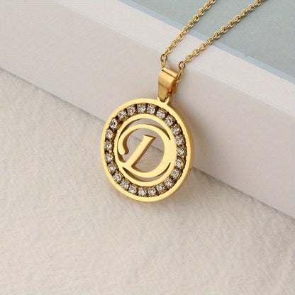 Crystal Initial Ring Necklace