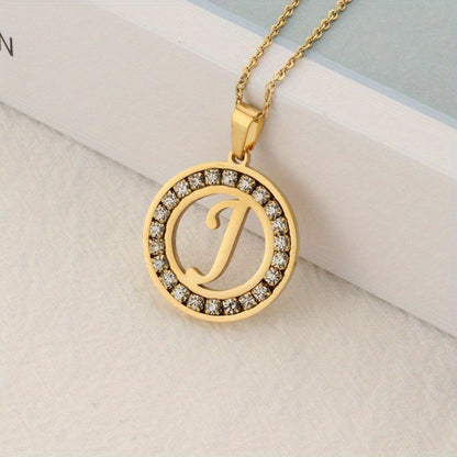 Crystal Initial Ring Necklace