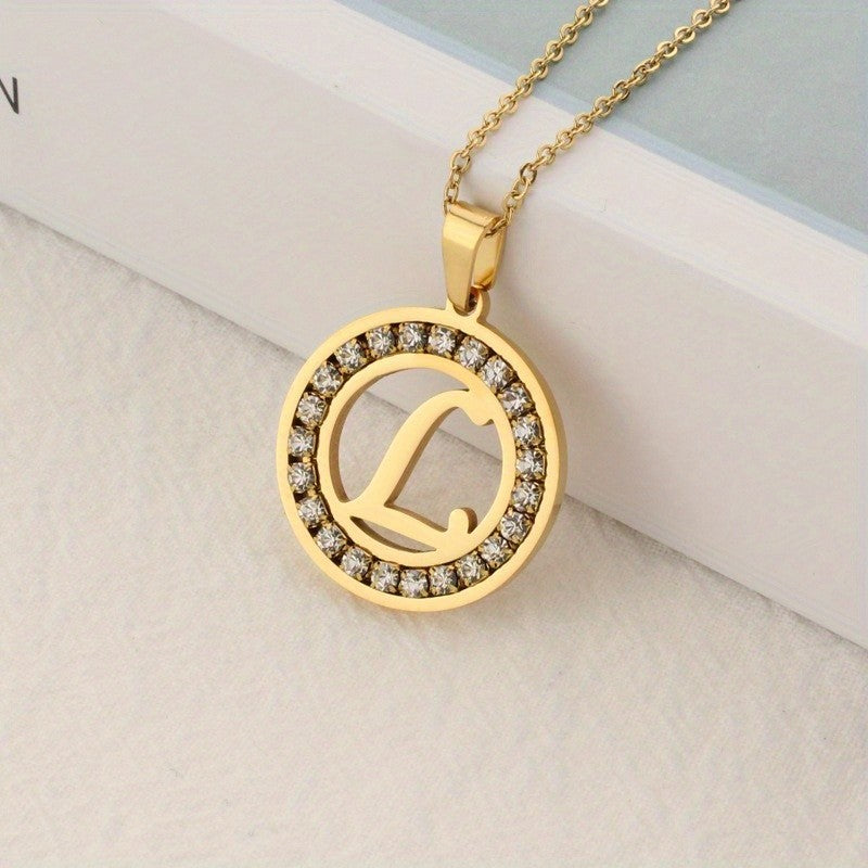 Crystal Initial Ring Necklace