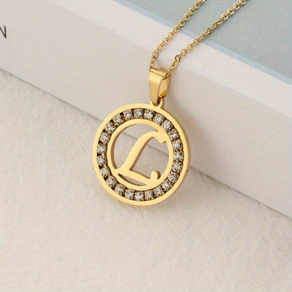 Crystal Initial Ring Necklace