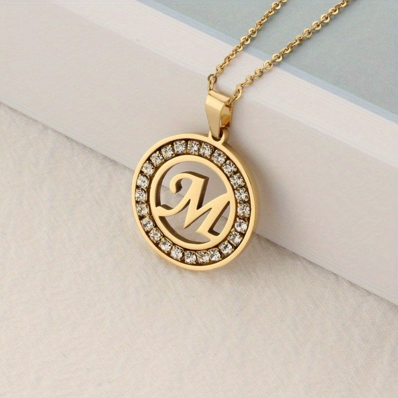 Crystal Initial Ring Necklace