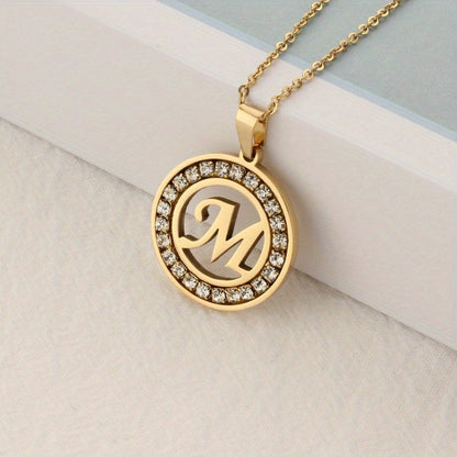 Crystal Initial Ring Necklace
