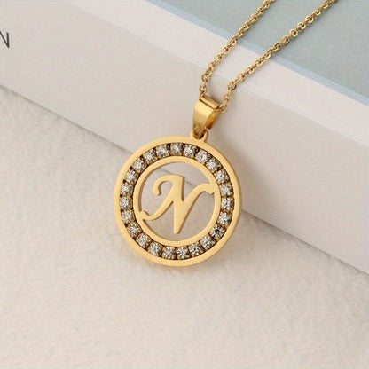 Crystal Initial Ring Necklace