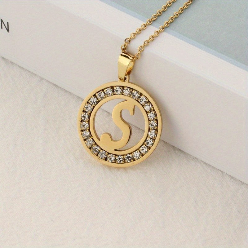 Crystal Initial Ring Necklace