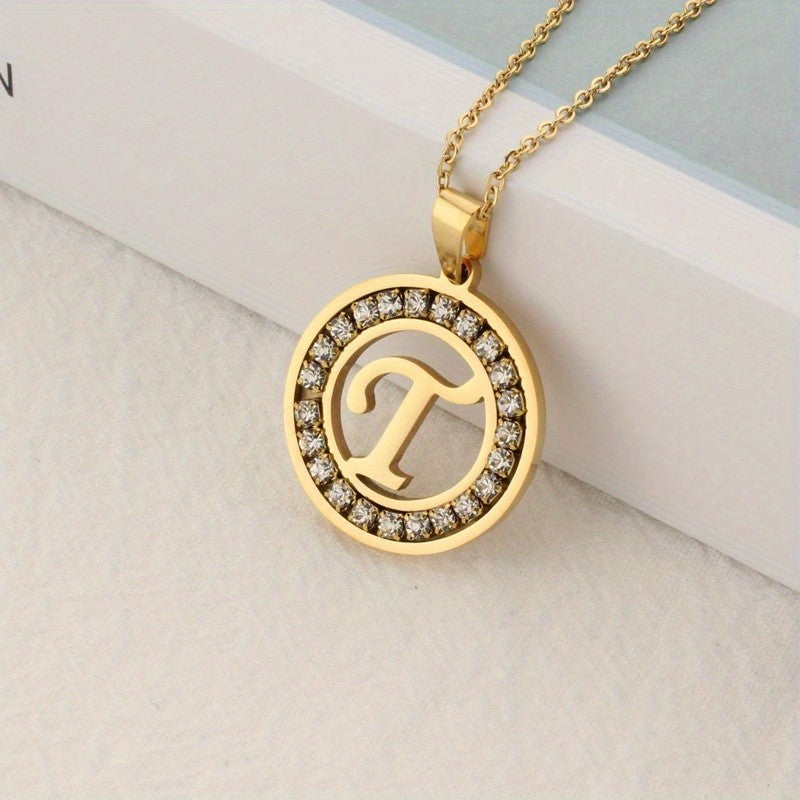 Crystal Initial Ring Necklace