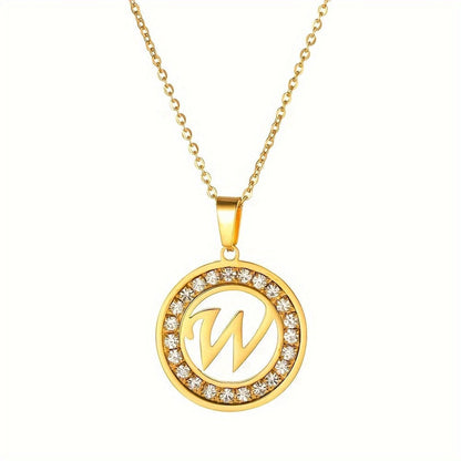 Crystal Initial Ring Necklace