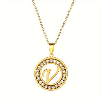 Crystal Initial Ring Necklace