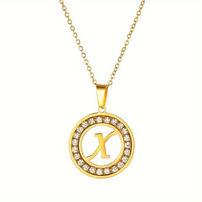 Crystal Initial Ring Necklace