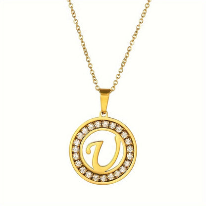 Crystal Initial Ring Necklace
