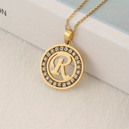 Crystal Initial Ring Necklace