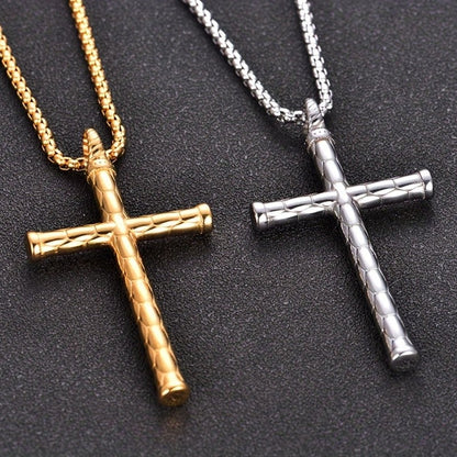 Diamond Cut Cross Necklace