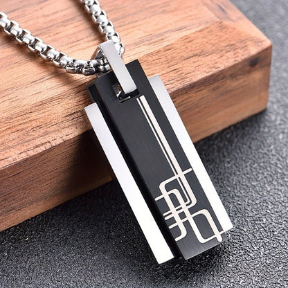 Black & Silver Geometric Pendant Necklace