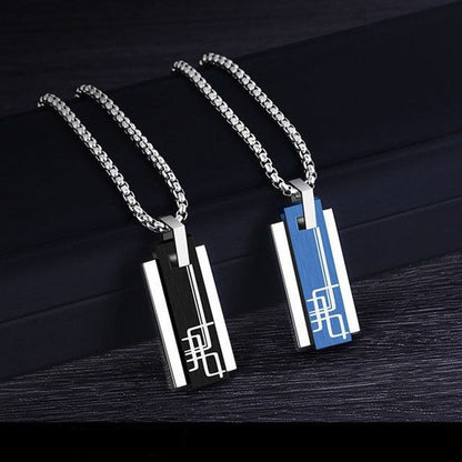 Black & Silver Geometric Pendant Necklace