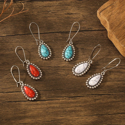 Marbled Stone Teardrop Earring Set