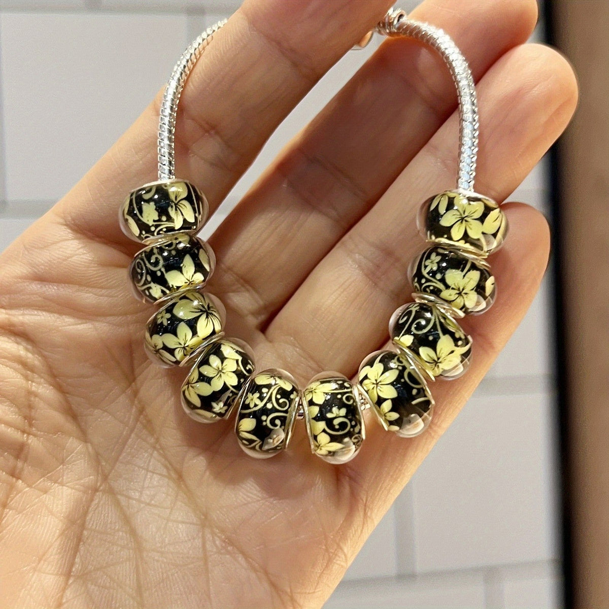 Floral Resin Charm Bracelet