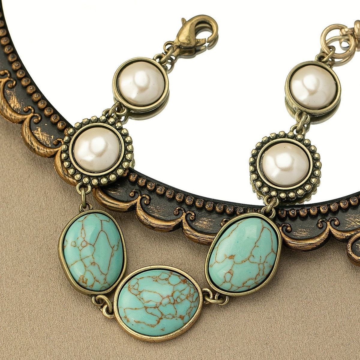 Turquoise & Pearl Oval Bracelet