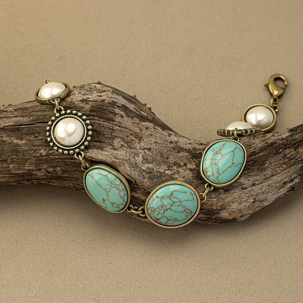 Turquoise & Pearl Oval Bracelet