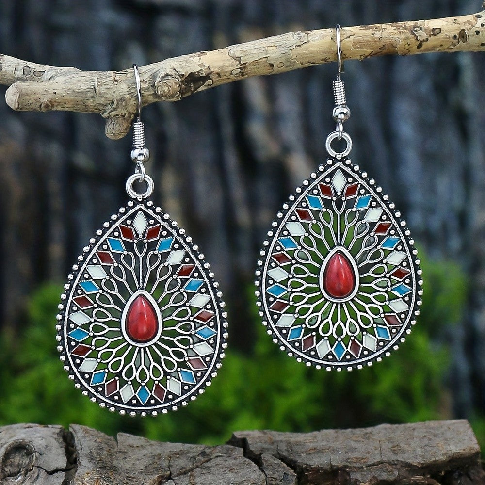Blue Mosaic Teardrop Earrings