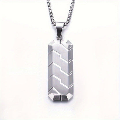 Tire Tread Bar Pendant Necklace