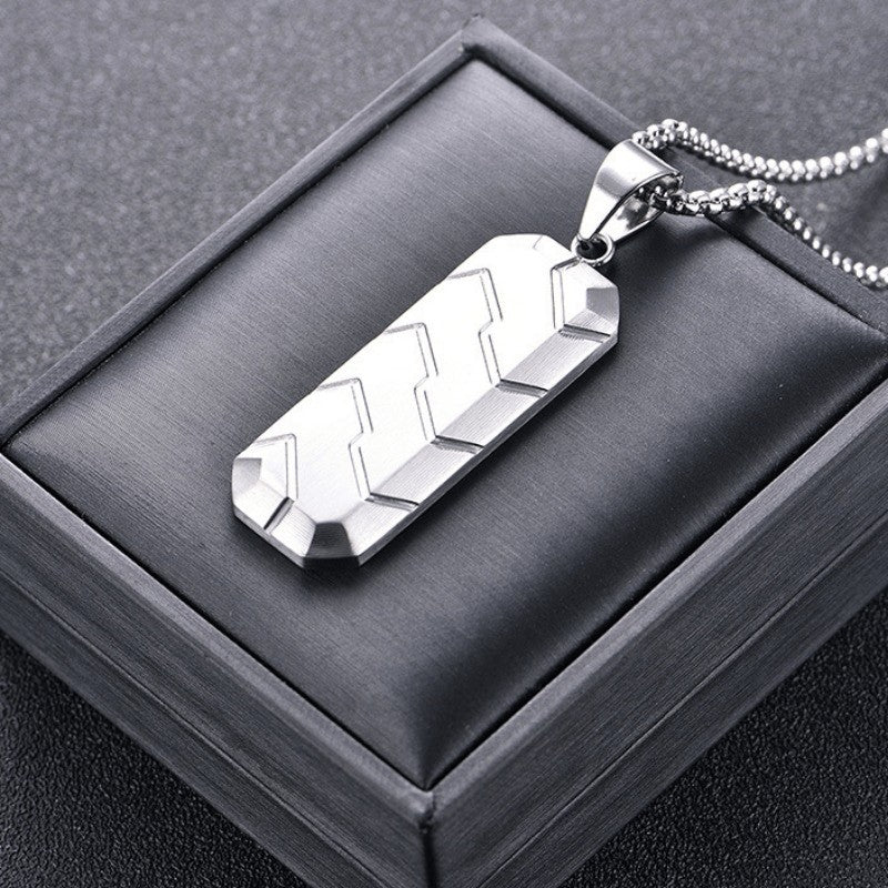 Tire Tread Bar Pendant Necklace