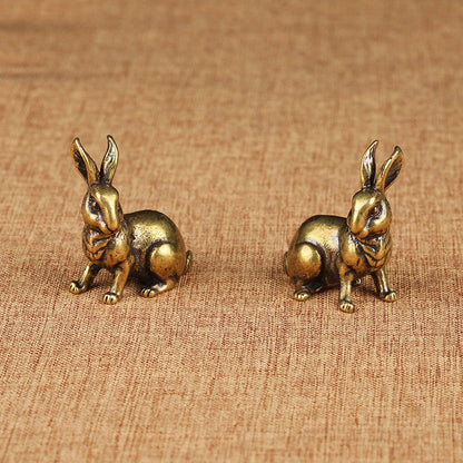 Vintage Brass Rabbit Figurine Set