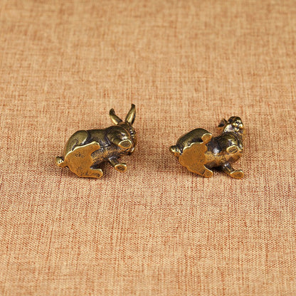 Vintage Brass Rabbit Figurine Set